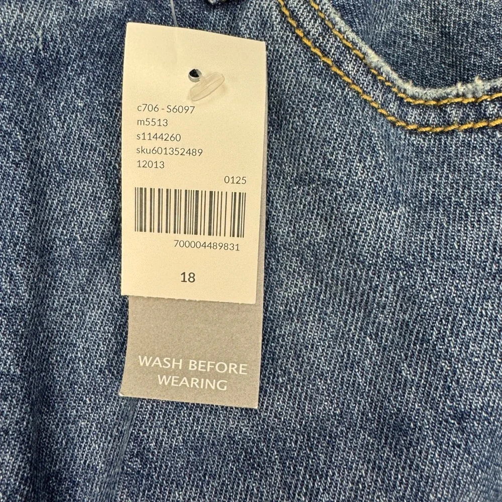Lane Bryant Double Knee‎ Carpenter Wide Leg Jeans Womens 18 Blue High Rise New